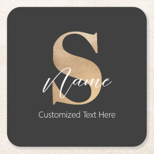 Moderne Monogrammed Initiaal S & Naam Gepersonalis Kartonnen Onderzetters