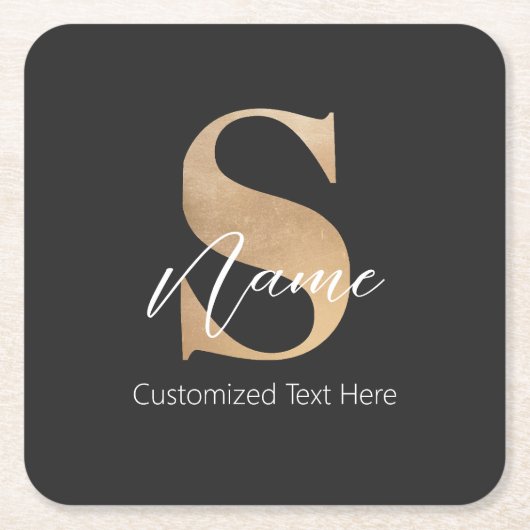 Moderne Monogrammed Initiaal S & Naam Gepersonalis Kartonnen Onderzetters (Voorkant)