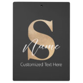Moderne Monogrammed Initiaal S & Naam Gepersonalis Klembord (Achterkant)