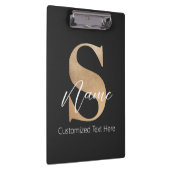 Moderne Monogrammed Initiaal S & Naam Gepersonalis Klembord (Rechts)