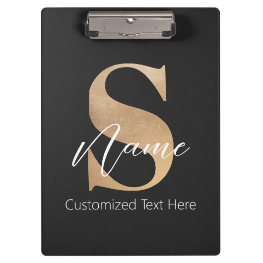 Moderne Monogrammed Initiaal S & Naam Gepersonalis Klembord (Voorkant)