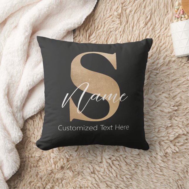Moderne Monogrammed Initiaal S & Naam Gepersonalis Kussen (Deken)