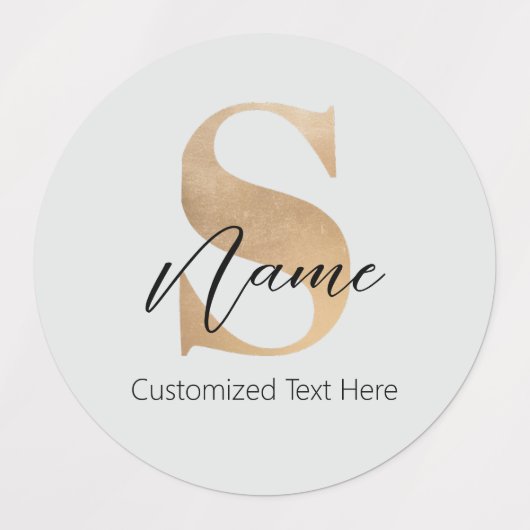 Moderne Monogrammed Initiaal S & Naam Gepersonalis Labels (Design 2)