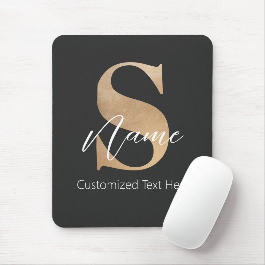 Moderne Monogrammed Initiaal S & Naam Gepersonalis Muismat (Met muis)