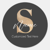Moderne Monogrammed Initiaal S & Naam Gepersonalis Ronde Sticker (Voorkant)
