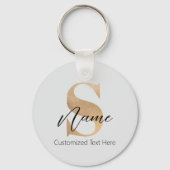 Moderne Monogrammed Initiaal S & Naam Gepersonalis Sleutelhanger (Voorkant)
