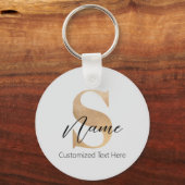 Moderne Monogrammed Initiaal S & Naam Gepersonalis Sleutelhanger (Voorkant)