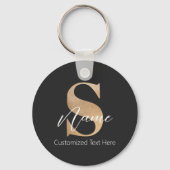 Moderne Monogrammed Initiaal S & Naam Gepersonalis Sleutelhanger (Achterkant)