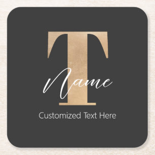 Moderne Monogrammed Initiaal T & Naam Gepersonalis Kartonnen Onderzetters