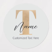 Moderne Monogrammed Initiaal T & Naam Gepersonalis Labels (Design 2)