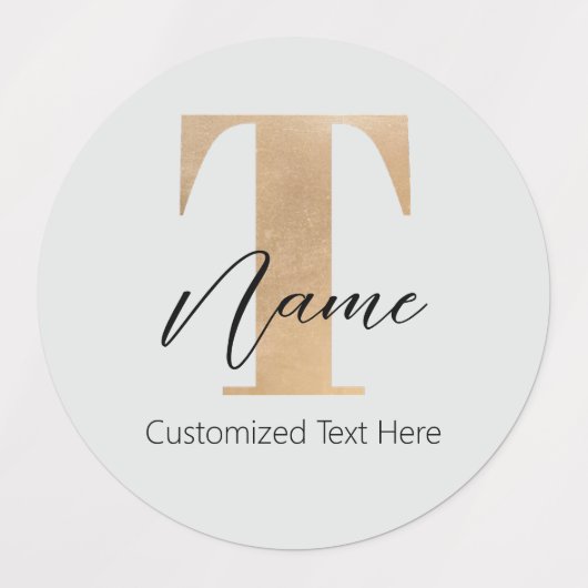 Moderne Monogrammed Initiaal T & Naam Gepersonalis Labels (Design 2)