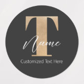 Moderne Monogrammed Initiaal T & Naam Gepersonalis Labels (Design 1)