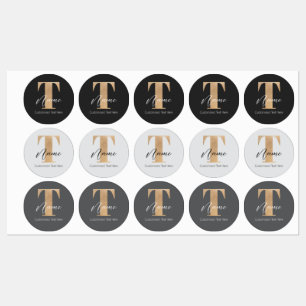 Moderne Monogrammed Initiaal T & Naam Gepersonalis Labels