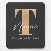 Moderne Monogrammed Initiaal T & Naam Gepersonalis Muismat (Voorkant)