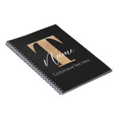 Moderne Monogrammed Initiaal T & Naam Gepersonalis Notitieboek (Rechterzijde)