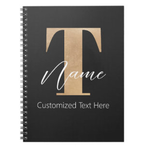Moderne Monogrammed Initiaal T & Naam Gepersonalis Notitieboek