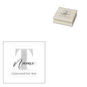Moderne Monogrammed Initiaal T & Naam Gepersonalis Rubberstempel (Gestempeld)