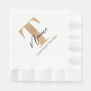 Moderne Monogrammed Initiaal T & Naam Gepersonalis Servet