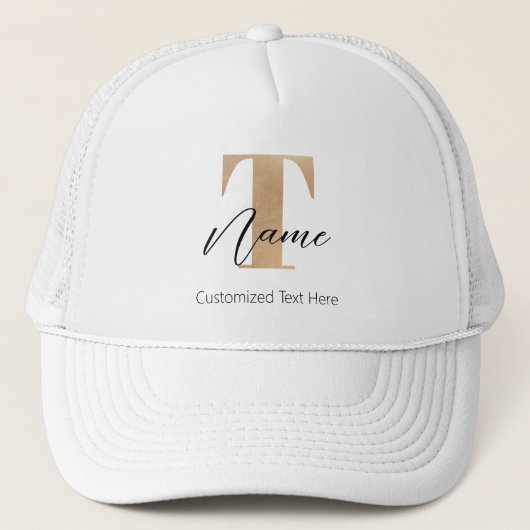 Moderne Monogrammed Initiaal T & Naam Gepersonalis Trucker Pet (Voorkant)