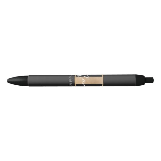 Moderne Monogrammed Initiaal T & Naam Gepersonalis Zwarte Inkt Pen (Voorkant)
