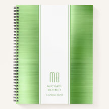 Moderne Monogrammed Lime Green Business