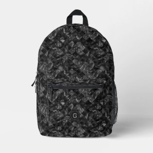Moderne Monogrammed Luxe Zwart Glitter Patroon Bedrukte Rugzak