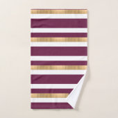 Moderne monogrammed maroon Striped Bad Handdoek (Handdoek)