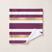 Moderne monogrammed maroon Striped Bad Handdoek (Wasdoekje)