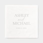 Moderne Monogrammed Naam Minimal Script Zilver Folie Servetten (Voorkant)