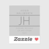 Moderne Monogrammed Name & Info Transparent Sticker (Vel)