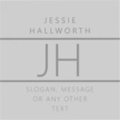Moderne Monogrammed Name & Info Transparent Sticker (Voorkant)