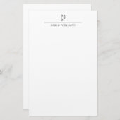 Moderne Monogrammed Professionele Duidelijke Naam Briefpapier (Voorkant / Achterkant)