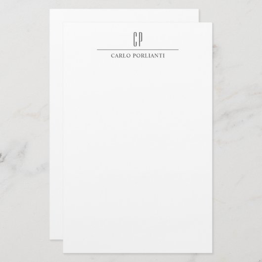 Moderne Monogrammed Professionele Duidelijke Naam Briefpapier (Voorkant / Achterkant)