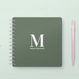 Moderne Monogrammed Professionele Salie Groen Notitieboek