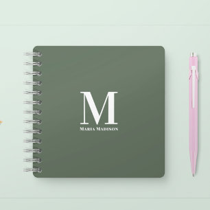 Moderne Monogrammed Professionele Salie Groen Notitieboek