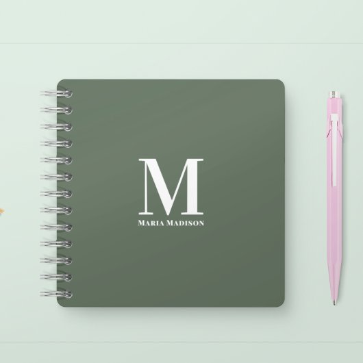 Moderne Monogrammed Professionele Salie Groen Notitieboek