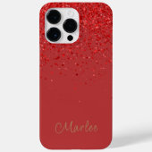 Moderne Monogrammed Red Glitter Glam Case-Mate iPhone Case (Achterkant)