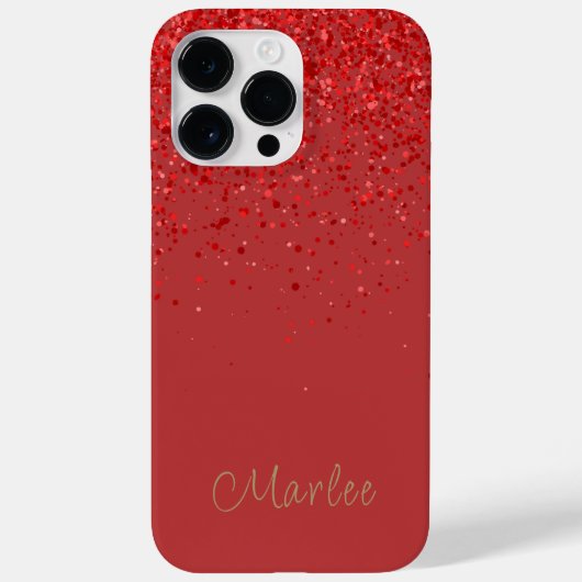 Moderne Monogrammed Red Glitter Glam Case-Mate iPhone Case (Achterkant)