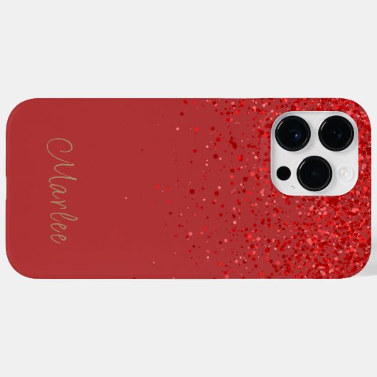 Moderne Monogrammed Red Glitter Glam Case-Mate iPhone Case (Achterkant (horizontaal))
