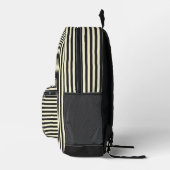 Moderne Monogrammed Retro Black & Cream Stripes Bedrukte Rugzak (Rechts)