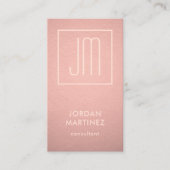 Moderne Monogrammed Roos Gold Faux Folie Verticaal Visitekaartje (Voorkant)