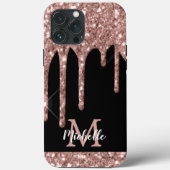 Moderne monogrammed Roos Gold Glitter Drivers Case-Mate iPhone Case (Achterkant)