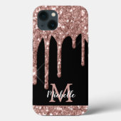 Moderne monogrammed Roos Gold Glitter Drivers Case-Mate iPhone Case (Achterkant)