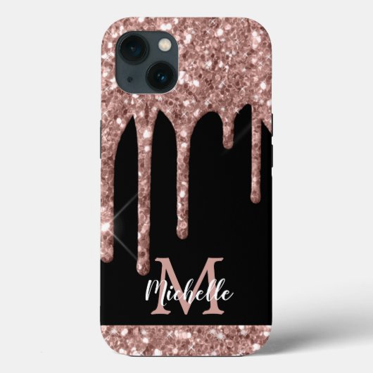 Moderne monogrammed Roos Gold Glitter Drivers Case-Mate iPhone Case (Achterkant)