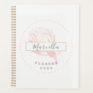 Moderne Monogrammed Roze Bloemen Planner