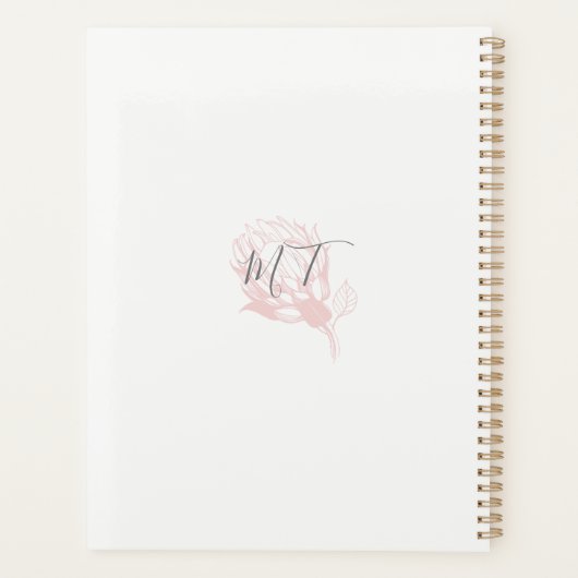 Moderne Monogrammed Roze Bloemen Planner (Achterkant)