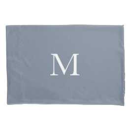 Moderne Monogrammed Solid Dusty Blue Kussensloop