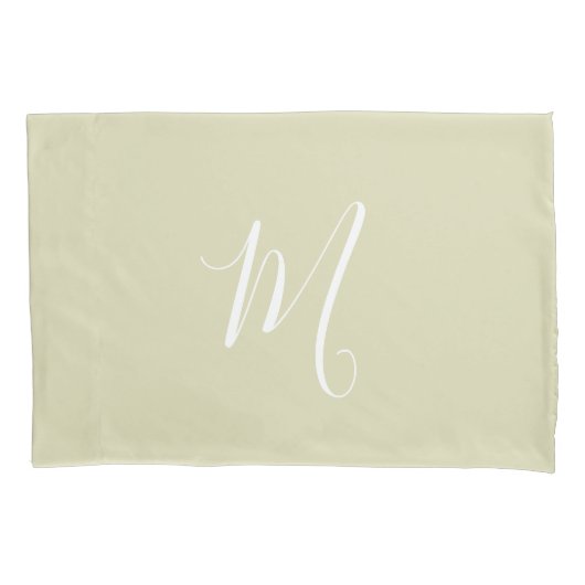 Moderne Monogrammed Solid Green Kussensloop (Voorkant-Links)