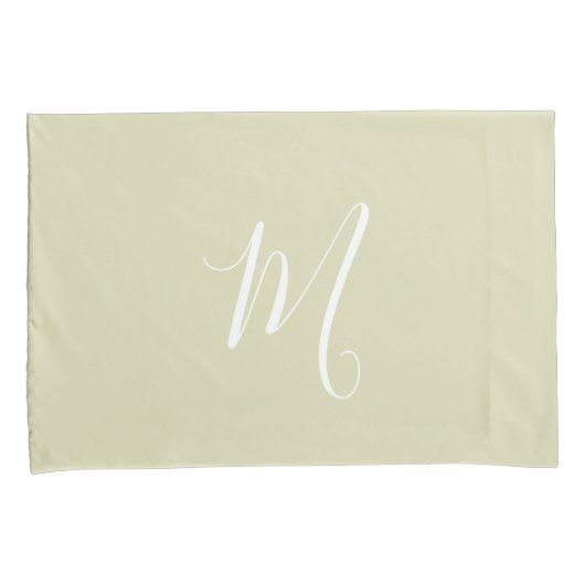 Moderne Monogrammed Solid Green Kussensloop (Voorkant-Rechts)
