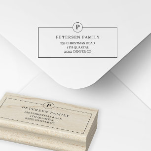 Moderne monogrammed terugkeer adresfamilie rubberstempel